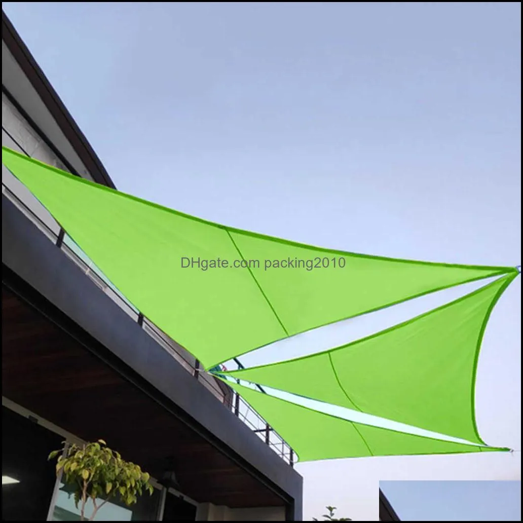 300D 3x3/4x4/5x5m 8 sizes Waterproof Polyester awning Regular Triangle Shade Sail Sun Outdoor Sun Shelter garden Camping Canopy X0707