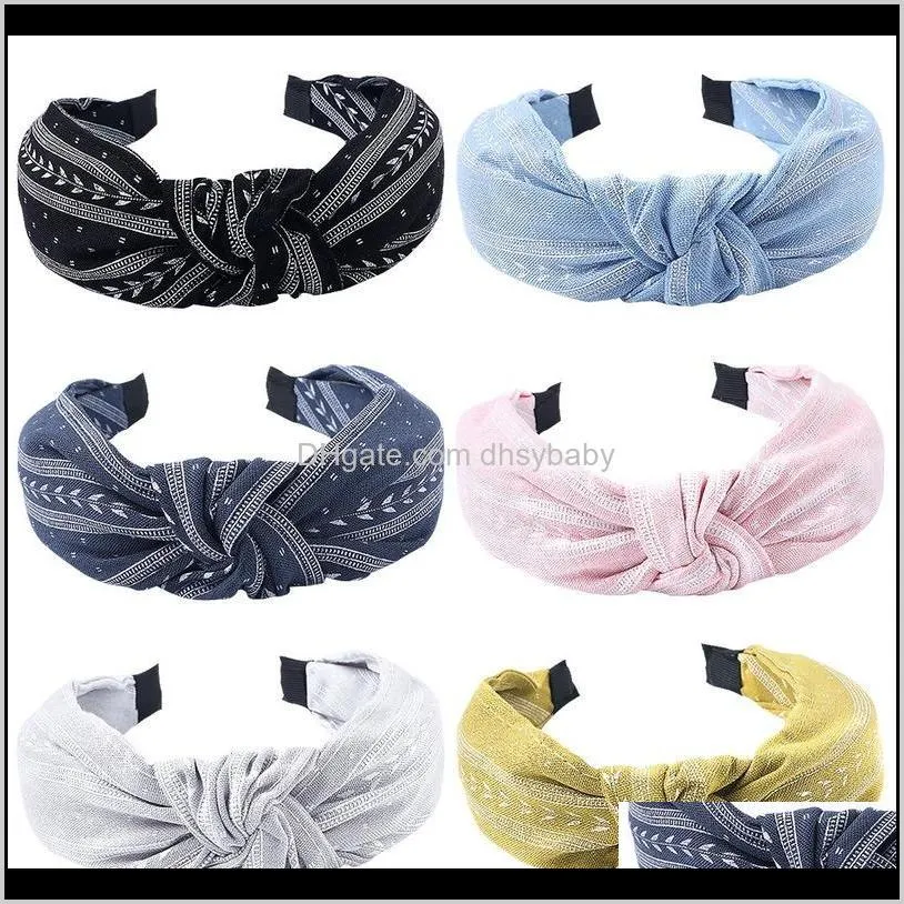 Headbands Jewelry Leaves Wide Knot Headband Bow Hairband Accessories Head Wrap Hair Bands For Women Party Gift Gwqhc