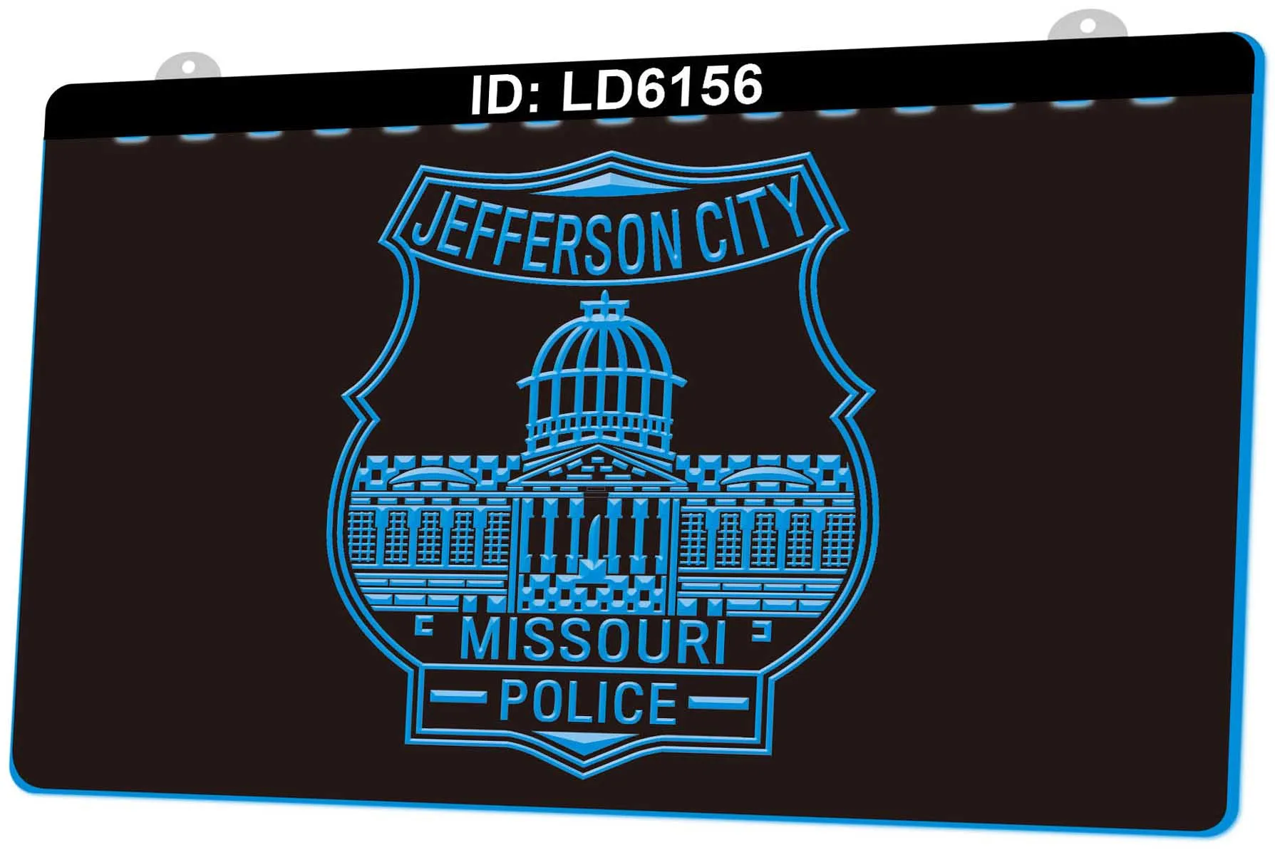 LD6156 Jefferson City Missouri Polícia 3D gravura LED sinal de luz atacado