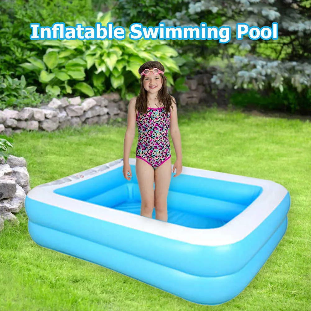 Piscine gonflable familiale, rectangulaire pour enfants, adultes - Piscine d'été pour jardin, extérieur, 180 x 140 x 60 cm Piscine gonflable familiale, rectangulaire pour enfants, adultes - Piscine d'été pour jardin, extérieur, 180 x 140 x 60 cm