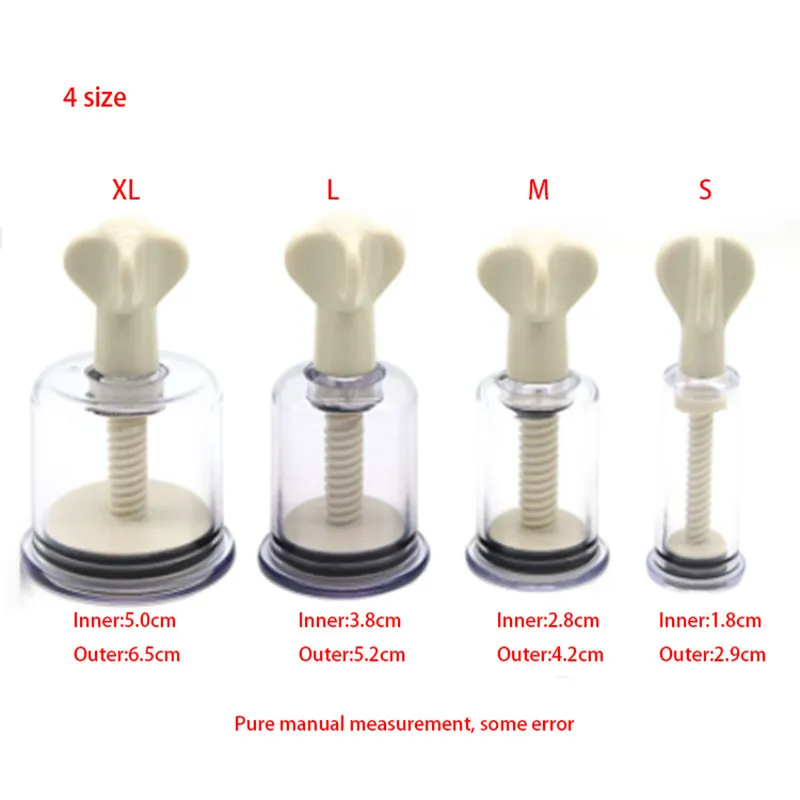 Massage 4 Pcs Vacuum Breast Nipple Cupping Cans Rotating Handle Suction Device Pump Breast Stimulator Enlarge Cupping Sex Toy For Women
