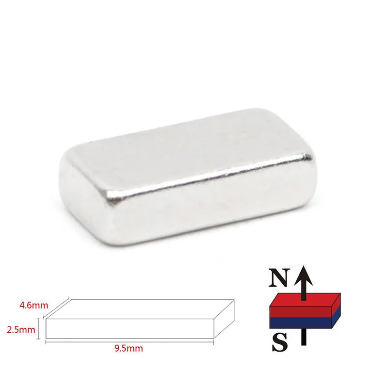 50pcs N52 Rectangular Magnet 9.5*4.6*2.5mm Block Rare Earth NdFeB Neodymium Permanent Magnets big Powerful Acoustic Field Speaker