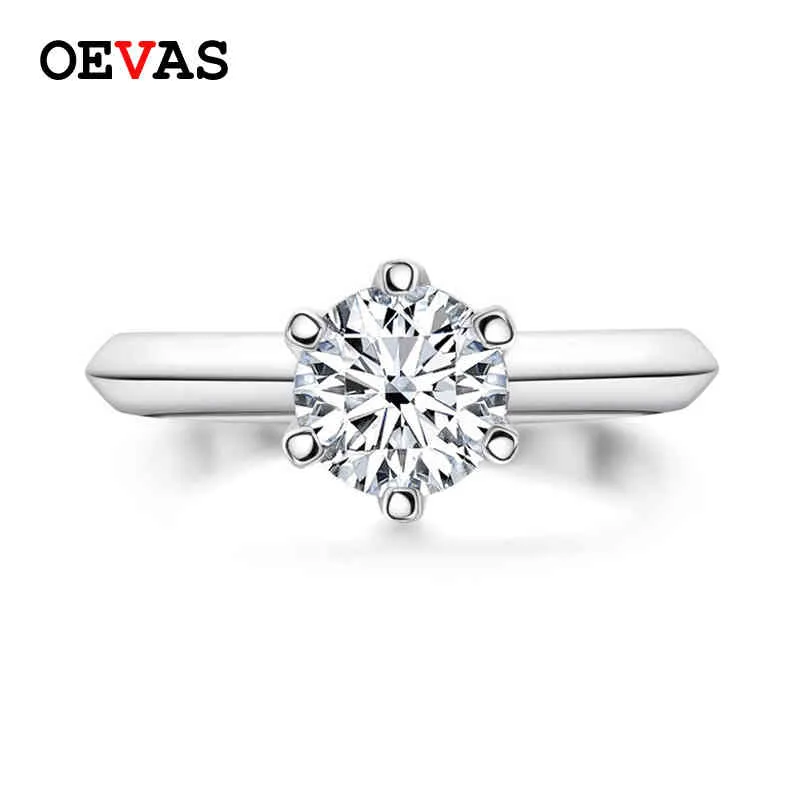 OEVAS Sparkling 2 Carats Real Moissanite Fedi nuziali per le donne Oro bianco 18 carati Color 100% 925 Sterling Silver Fine Jewelry Gift