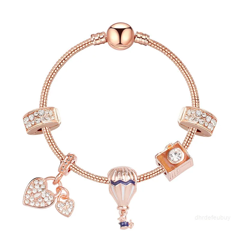 2022 New Style Charm Bracelet Women Fashion Beads Bangle Plated Rose Gold Diy Pendants s Jewelry Girls Wedding Chain Designer Original Trend Brand