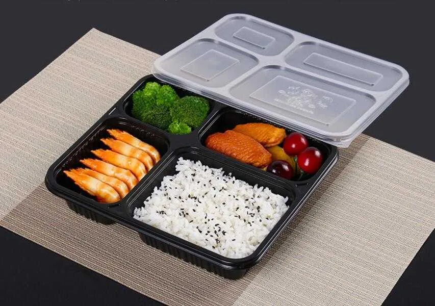 Free shipment 4 compartments Food grade PP take away food packing boxes high quality disposable bento box for Hotel