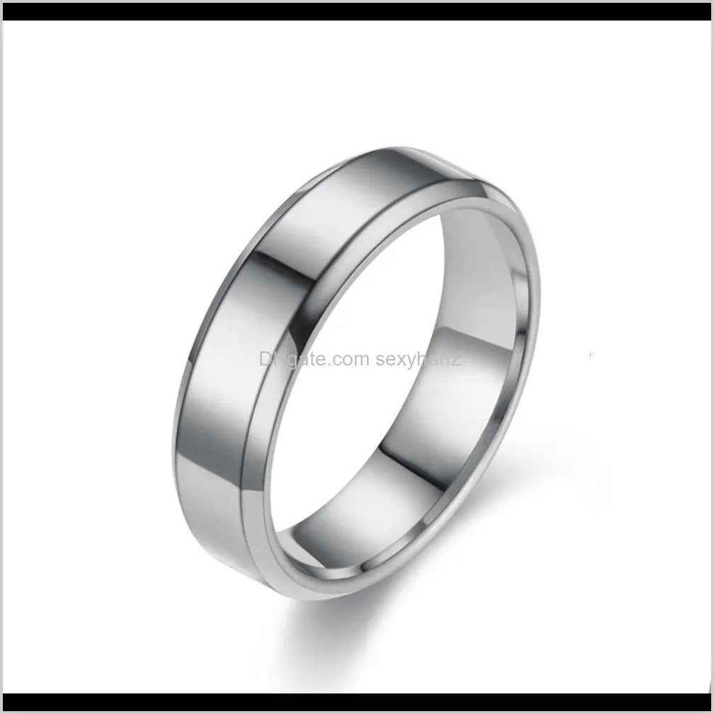 6m stainless steel smooth plate ring, men`s ring with name design