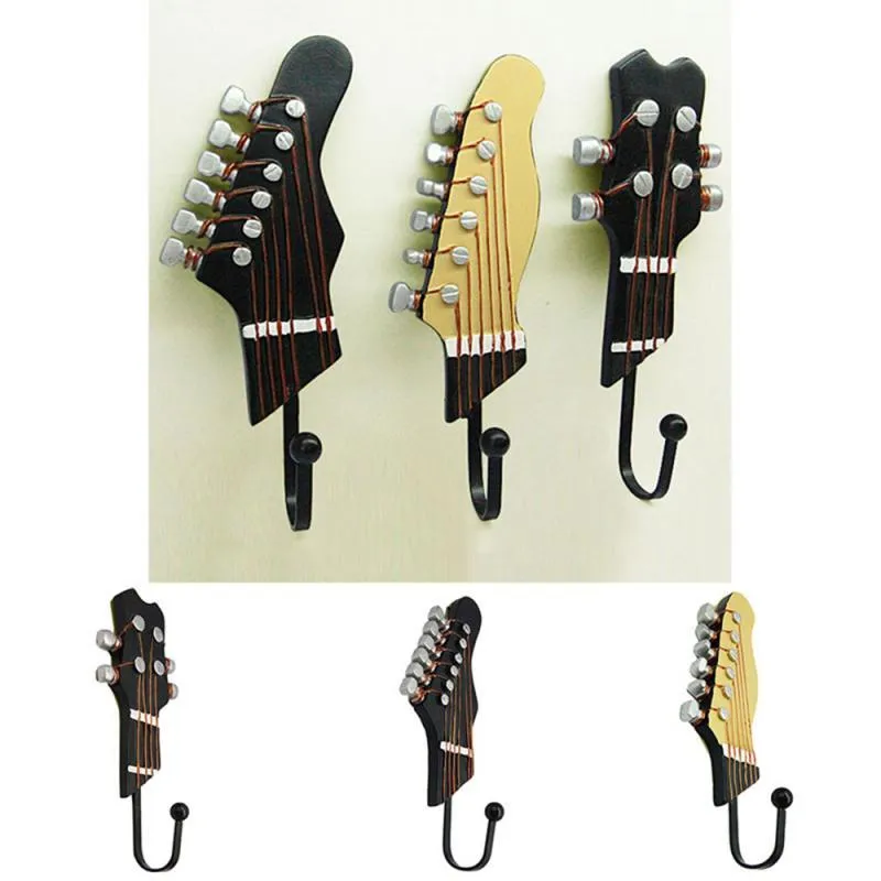 Hooks Rails Retro Gitar Heads Müzik Ev Reçine Giysileri Şapka Askeri Film Duvar Kancası Dekorasyon Anahtarları Organizasyon