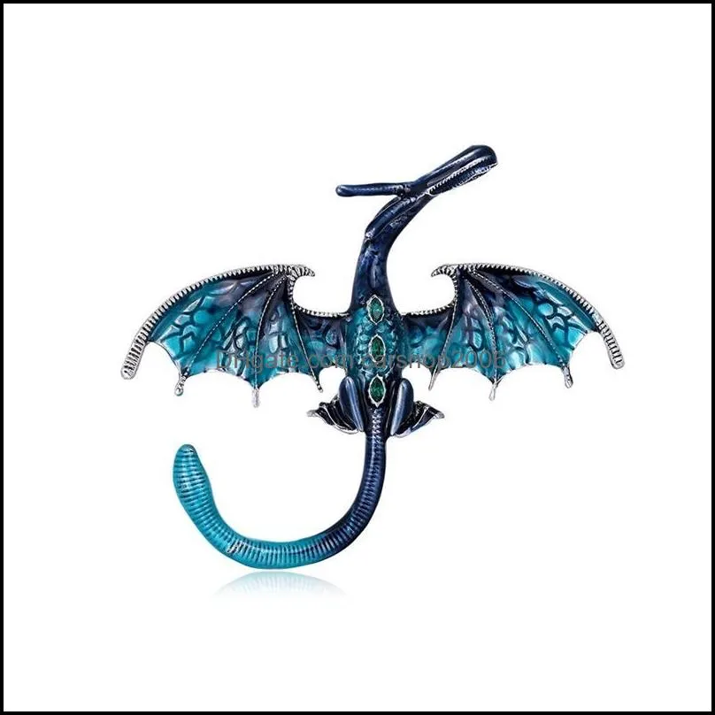Pins, Brooches Arrival Enamel Dragon Brooch Unisex Women And Men Pin Animal Large 2 Colors Available Gift