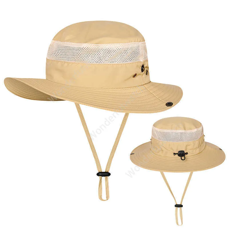 Bacia de pesca ao ar livre Caps Homens Mulheres Fisherman Hat Sunscreen UV Respirável Sunshade Chapéus Primavera Verão Ampla Brim Cap Dhw24