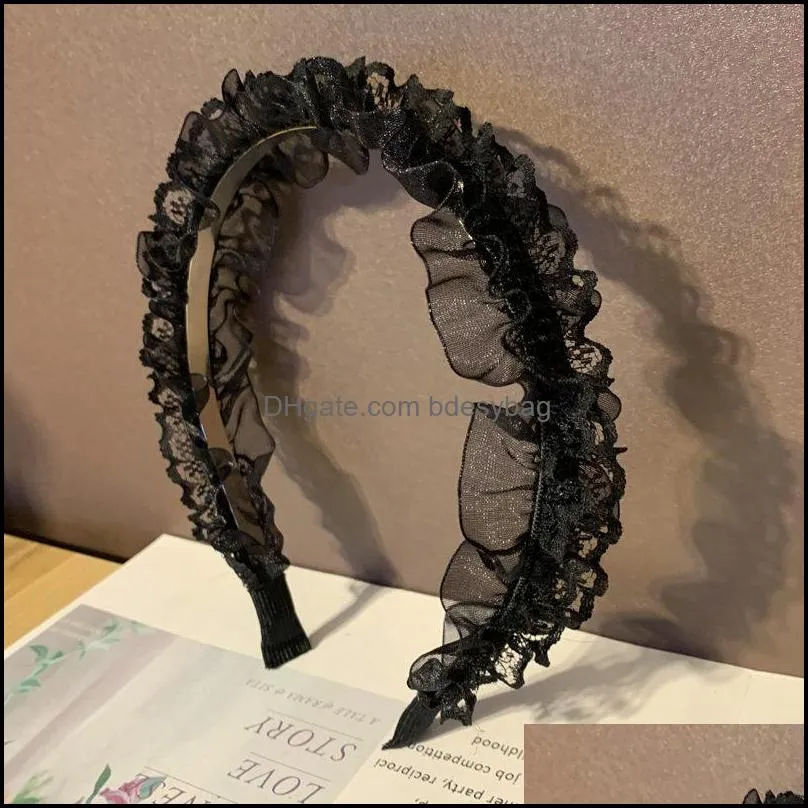 Other Korean Version Of The Fabric Lace Hair Hoop Mesh Multi-layer Metal Headband Hairpin Fine Edge Exaggerated Accessories