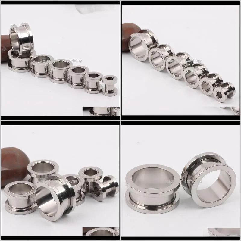 mix 2~10mm 50pcs stainless steel silver ear plugs tunnel body jewelry flesh tunnel pierce