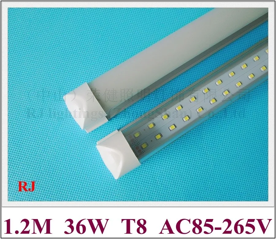 integrated T8 LED tube fluorescent LED tube bulb 2 rows 1200mm SMD 2835 192 led (2*96led) 36W 4000lm ultra bright CE aluminum PC classical