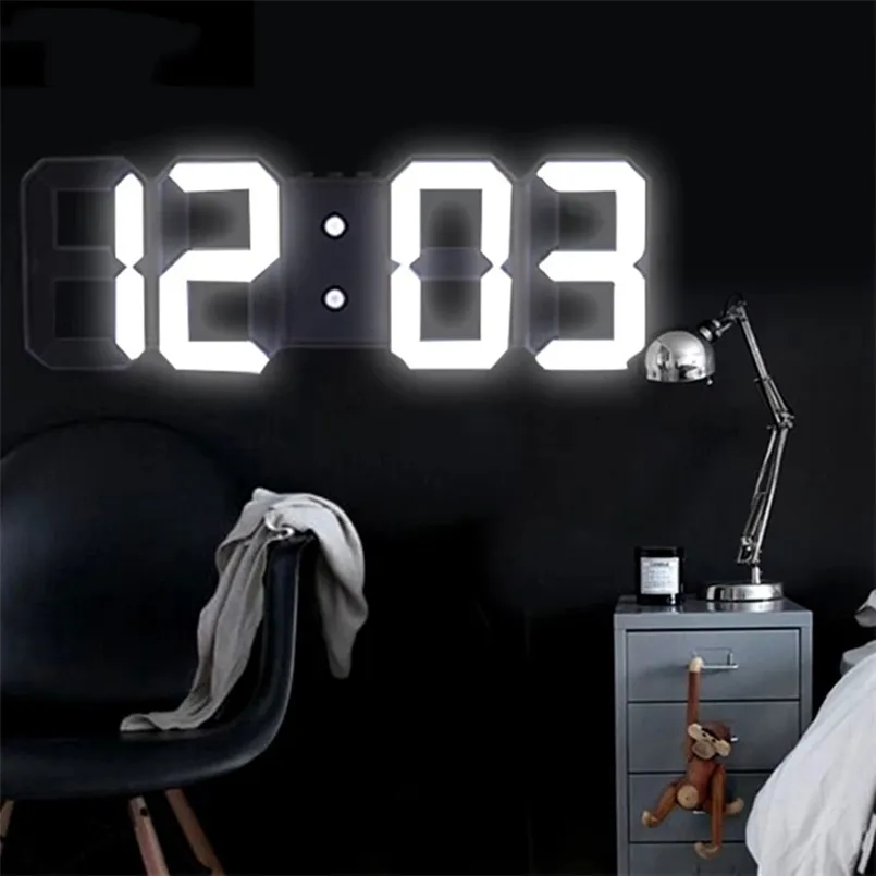 12 스타일 디지털 시계 알람 시계 벽걸이 크기 씨 표 달력 온도계 전자 시계 211110