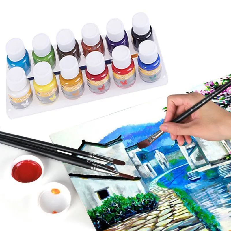 Juego de pintura acrílica. Pinturas artísticas de calidad para pintar lona,  madera, arcilla, tela, uñas, cerámica y artesanías. 12 colores vibrantes