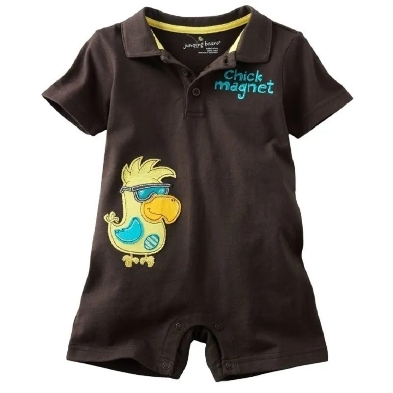 pojke kläder bebe jumpsuit baby rompers brun chick magnet nyfödda romper månader kostymer pojkar outfits 210413