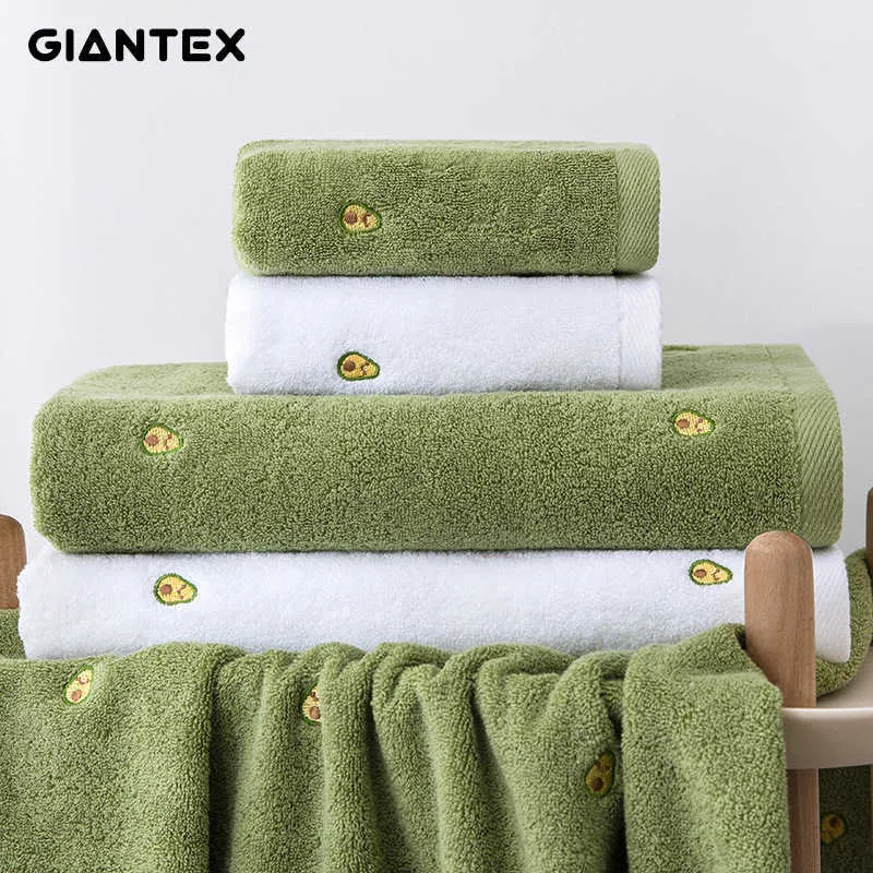 GIANTEX 2 pièces 35*75 doux visage serviette microfibre adulte plage coton broderie corail polaire absorbant cheveux secs 210728