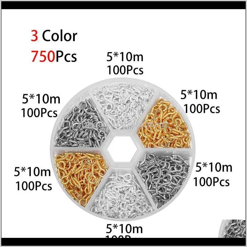 600-900pcs mixed color small tiny mini eye pins eyepins hooks eyelets jewelry making kits diy jewelry finding supplies set