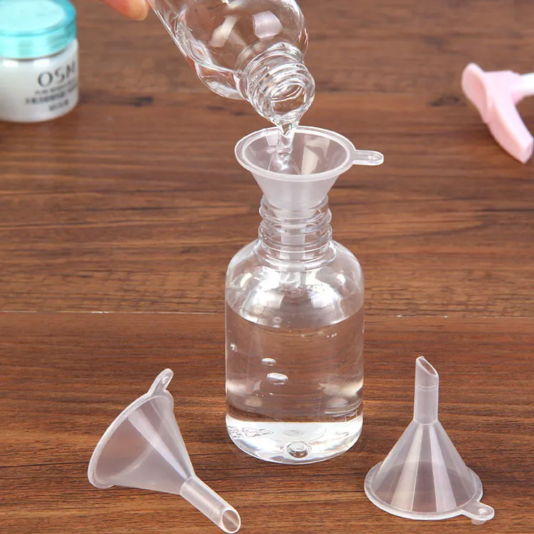 100pcs Mini Transparent Plastic Small Funnel Kitchen Tool Perfume Essential Oil Empty Bottle Liquid Filling Funnels Bar Dining Tools DH8954