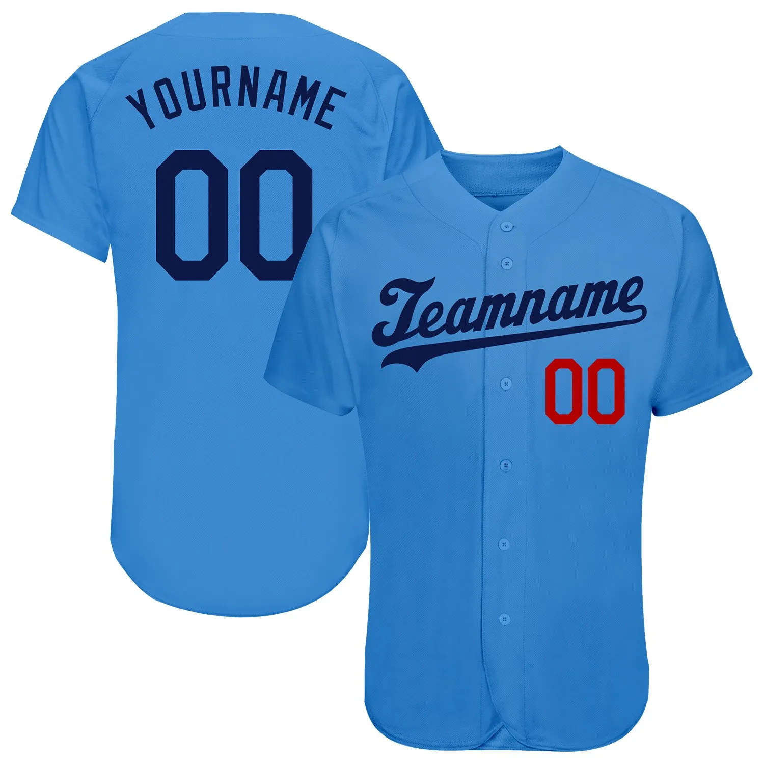 Custom Powder Blue Powder Blue-Navy-001 Authentic Baseball Jersey