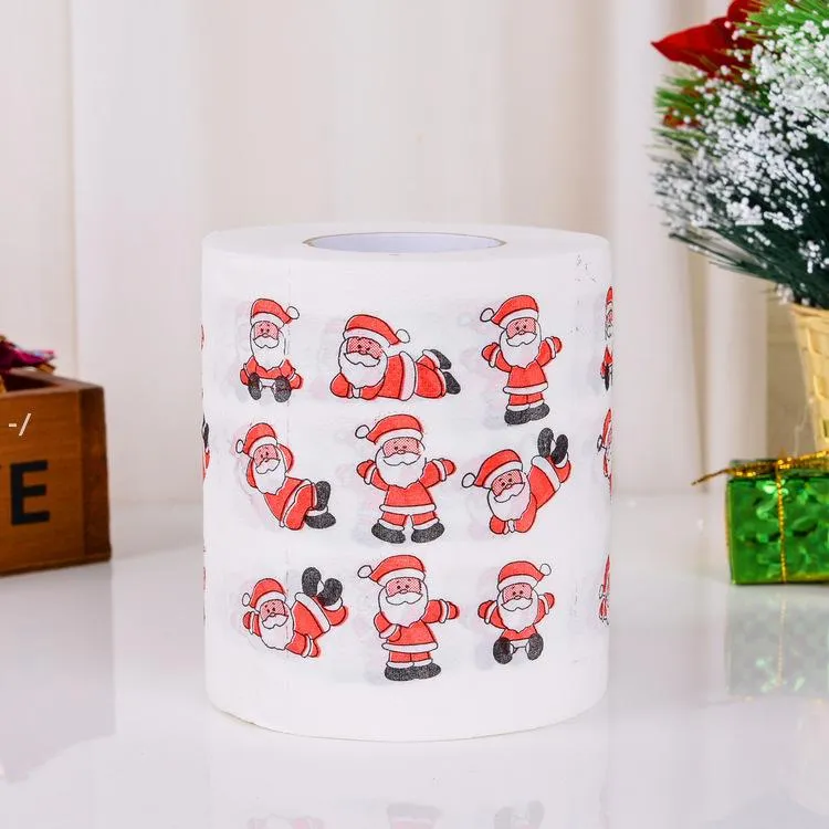 24m/Roll Santa Claus Reindeer Christmas Toilet Paper Christmas Decorations Creative Printed Xmas Paper Napkin JJE10186