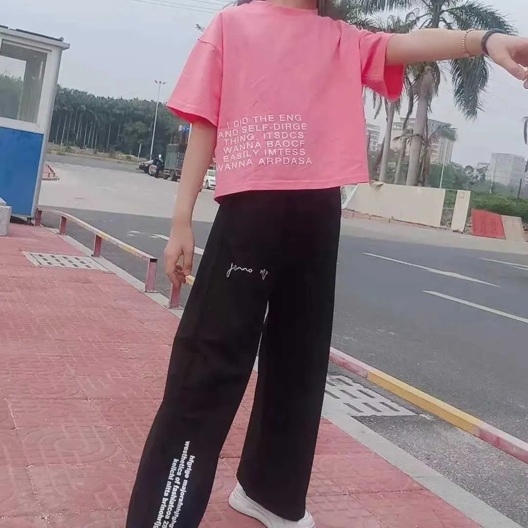 Vesto estivo per ragazze T-shirt a maniche corte moda Pantaloni formali Due pezzi Abi per bambini adolescenti Boutique 10 12 anni Vesti per bambini  1501