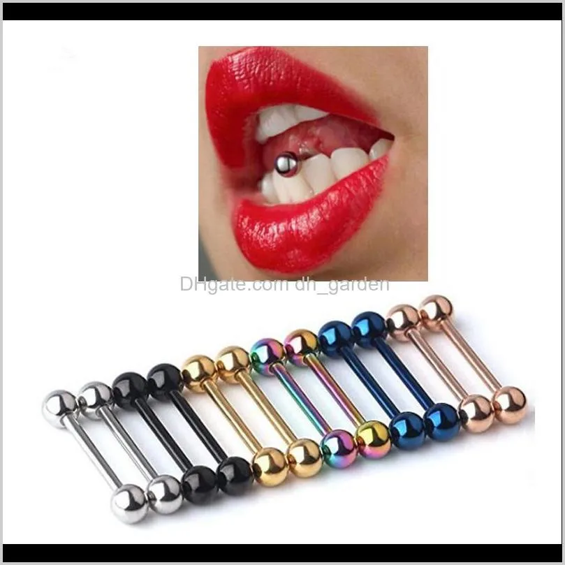 10pcs/set colorful stainless steel steel industrial barbell ring tongue nipple bar tragus helix ear piercing body fashion sexy jewelry