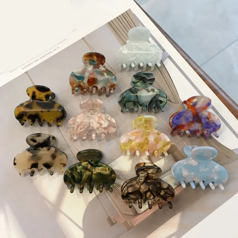 Pinces à cheveux en acrylique pour femmes, épingle à cheveux géométrique en acétate, Mini griffes en écaille de tortue, Barrettes texturées en marbre, accessoires pour cheveux