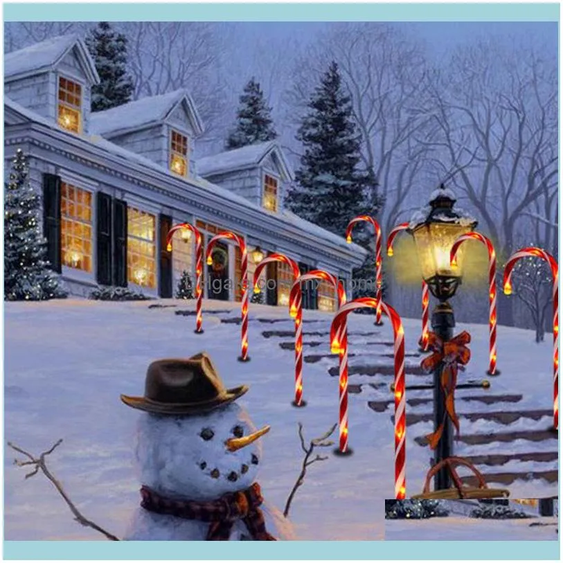 Christmas Candy Cane Pathway Lights String Christmas/New Year Holiday Lights Outdoor Garden Glow in the dark Christmas Lights 201127