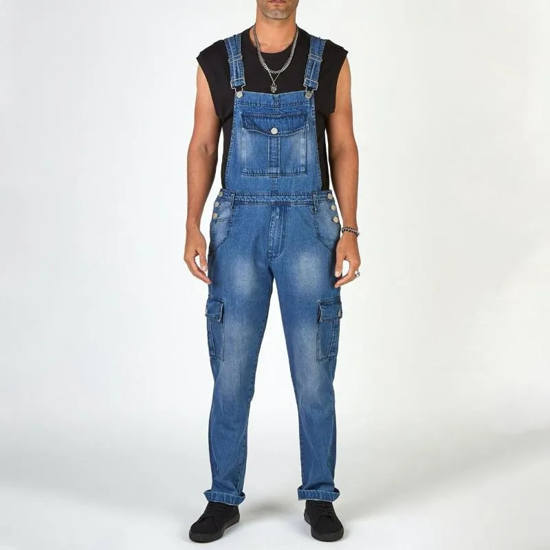 男性のジーンズファッションデニム全体のポケットボタンを使った男性のストリートウェアズボンズロパホームブレ