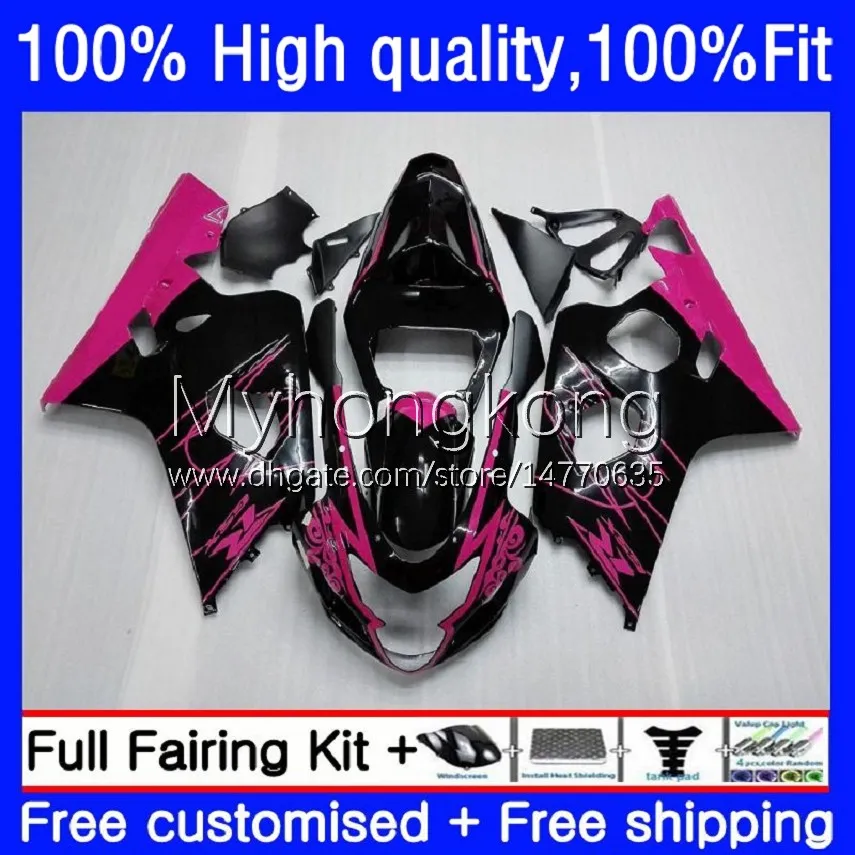 Injection Mold Fairings For SUZUKI GSX-R750 K4 750CC GSXR600 GSXR-750 04-05 20No.25 GSX-R600 GSXR 600 750 CC 04 05 Pink Black 600CC GSXR-600 GSXR750 2004 2005 OEM Bodys