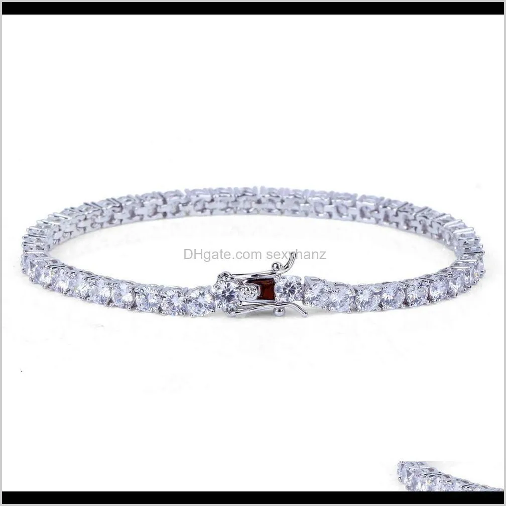 link 3 4 / 5mm encryption zircon bracelet with hip hop accessories tennis chain