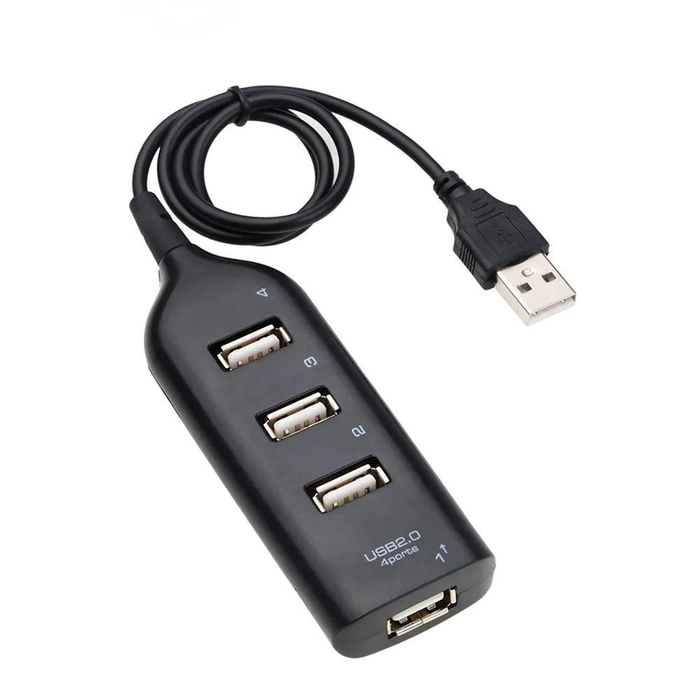 Hi-Speed ​​Hub Adapter USB HUB Mini USB 2.0 4-Port Splitter för PC Laptop Notebook Receiver Dator Perpherals Tillbehör