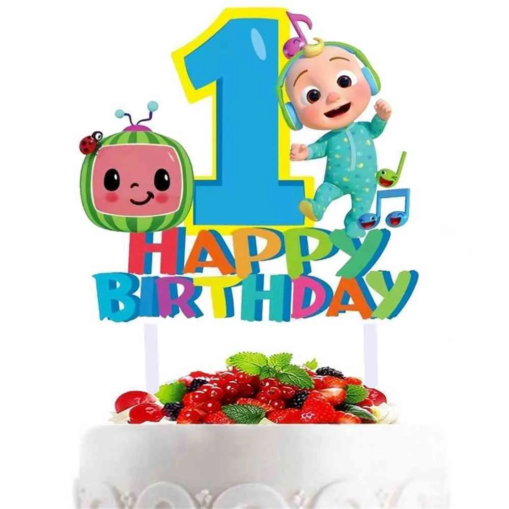 Cocomelon Baby Family Cake Plug Accessori Bambini Carino Cartoon JJ Boys  Buon compleanno a 1/2 anni Decorazione del partito BIGD Bandiera G404JVP