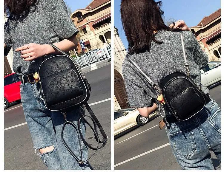 Multifunctional backpack female shoulder bag small High quality PU leather women backpacks for teenage girls Korean Simple Bag (18)