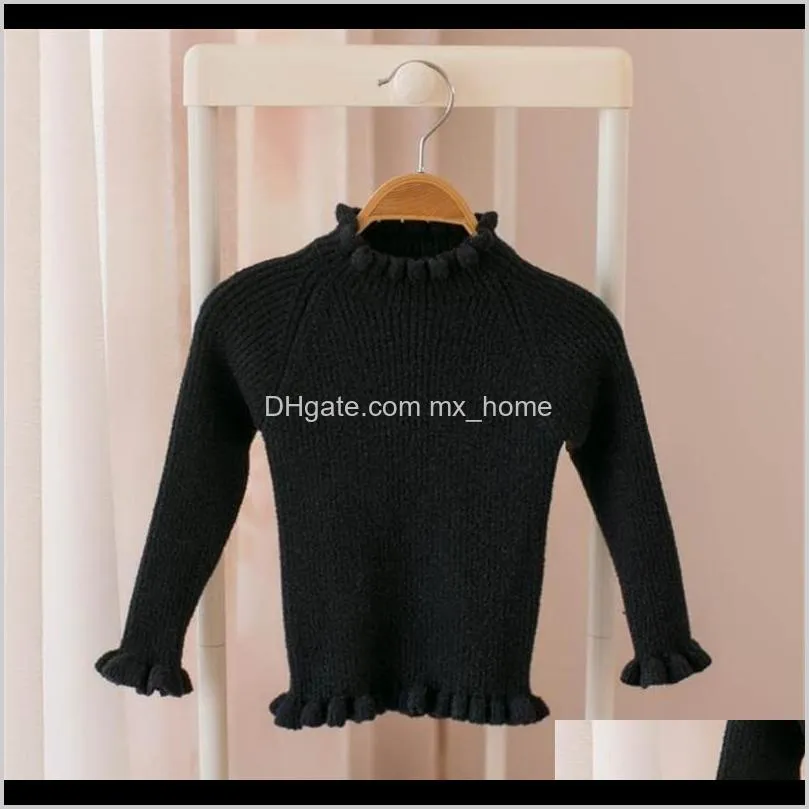 baby sweater ruffle turtleneck baby girls sweaters knitted toddler sweater for girl woolen cotton kids sweaters girls pullover 201126