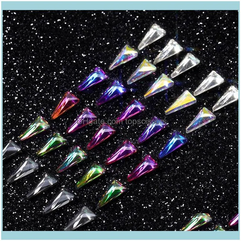 Nail Art Decorations 10pcs 3D Triangle Holo Sets Glitter Shiny Stone DIY Manicure Crystal Rhinestone Accessory