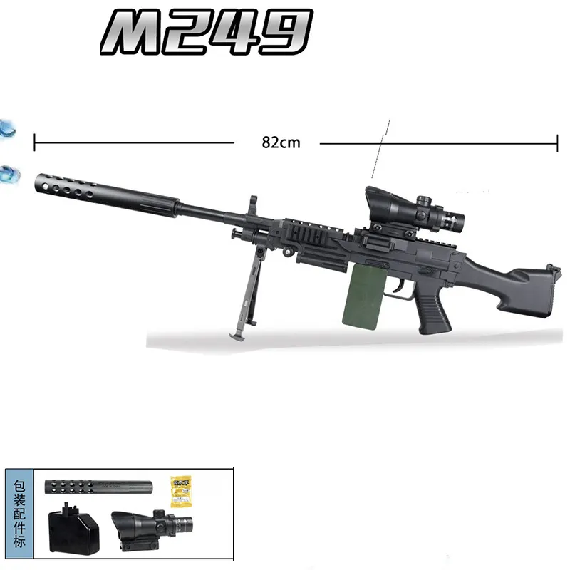 M249 Paintball Gun Manual de Brinquedo Elétrico Armas De Pistola Airsoft Para Meninos Com Bullet Plastic Blaster Modelo Jogo Ao Ar Livre Presentes De Aniversário Jogo