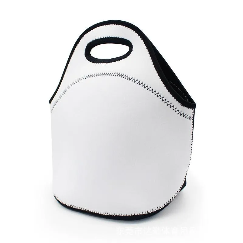 2021 Sublimation Blanc Isolation Thermique Boîtes Étanche Phréatique Matériel Blanc Maison Pique-Nique Dessin Animé Sacs À Lunch Portable Noir