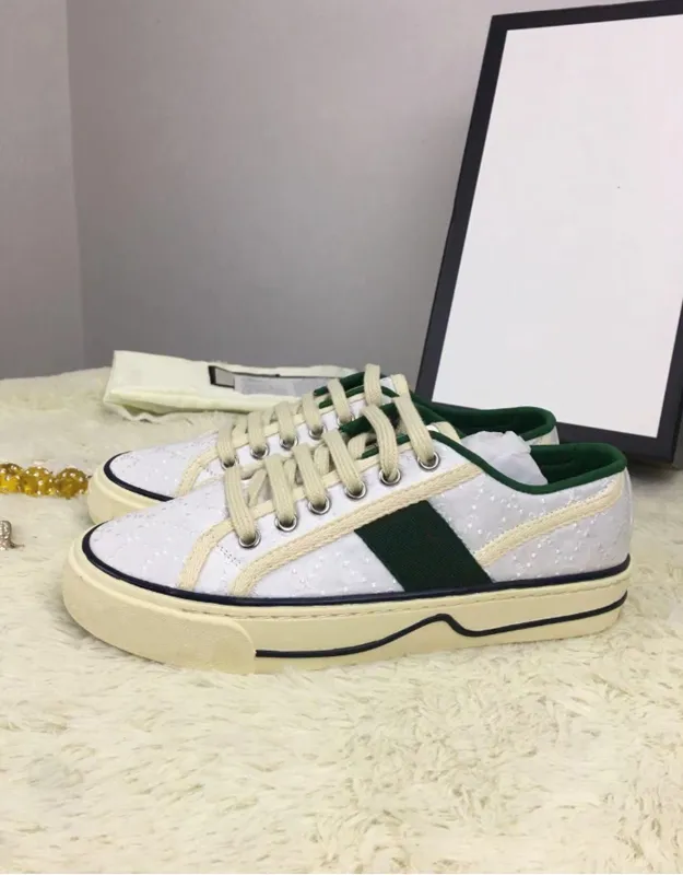 Tennis 1977 Canvas Casual shoes Luxurys Designers Womens Shoe Italy Green And Red Web Stripe Rubber Sole Stretch Cotton Low Top Mens Sneaker