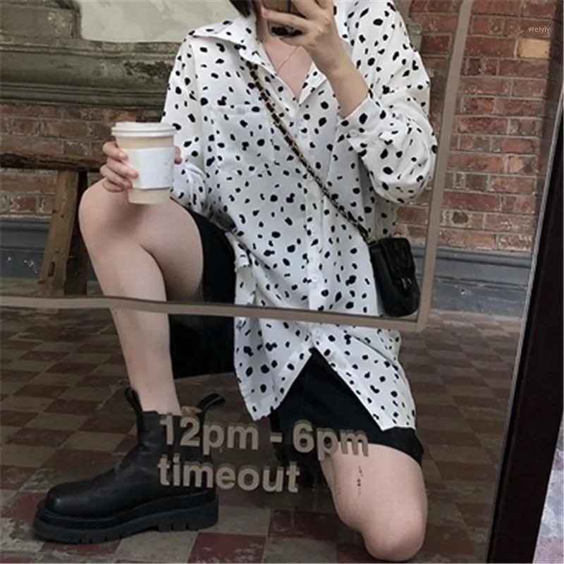 Arrivals Spring Autumn Little Milk Leopard Print Blouse Shirt Stitching Color Long-sleeved Loose Blusas Casual Lady Tee Women's Blouses & Sh