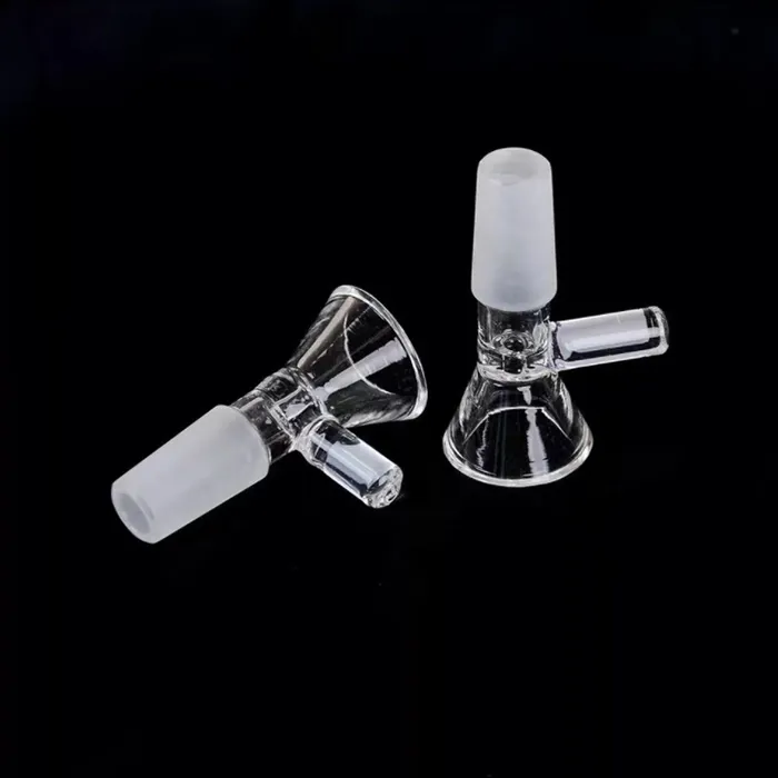 14mm 18mm Mâle Bol En Verre Couleur Claire Pour Narguilés Bong Avec Poignée Fumer Outil Glisser Bols Pièce D'eau