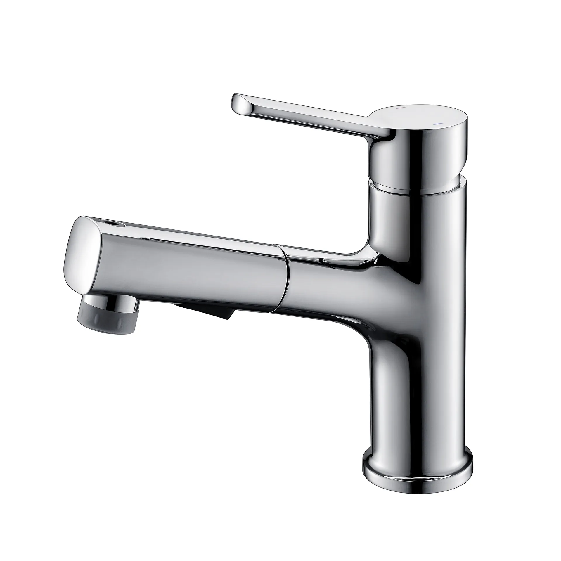 Lifting type universal pull-out faucet with mixed single handle and 360 degree rotation Chromium plating on refined copper