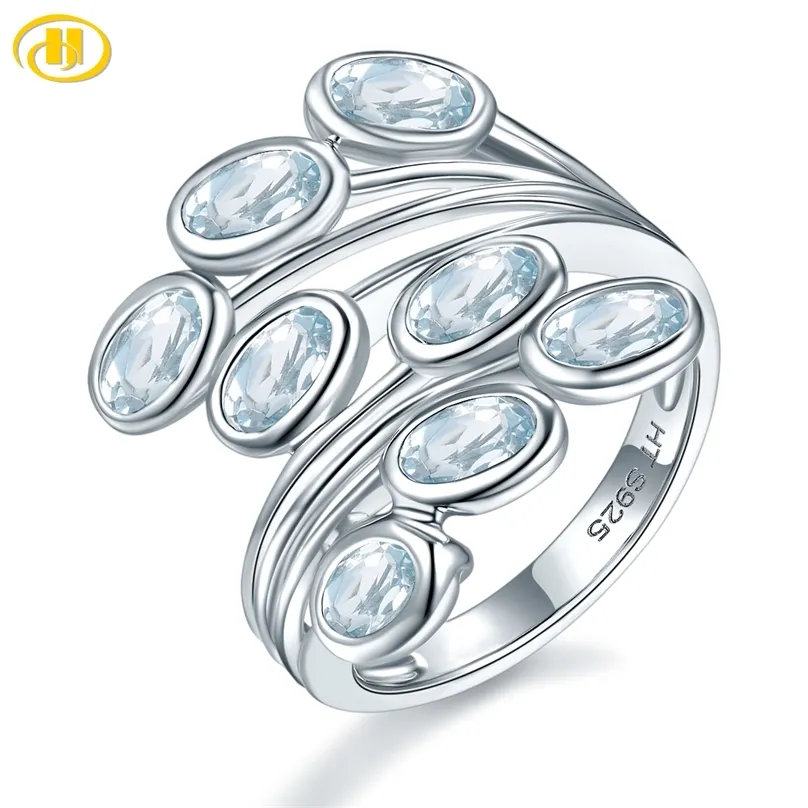 Anello nuziale acquamarina naturale Argento sterling 925 2 carati Pietra preziosa genuina Azzurro Gioielli eleganti Regali di Natale 211217