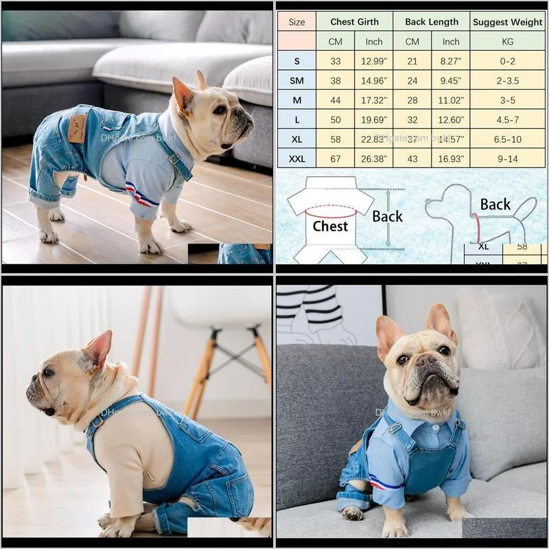 french bulldog clothing denim pet dog clothes jumpsuits autumn winter dogs pets clothing for dog coat jacket ropa para perro 201127