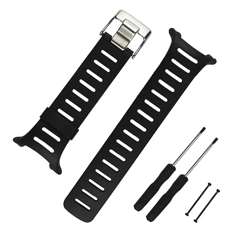 Gummi Mens Pin Buckle Tillbehör till Suunto T1 T1C T3 T3C T3D T4C T4D SPORTS Vattentät Silicone Strap Watch Band