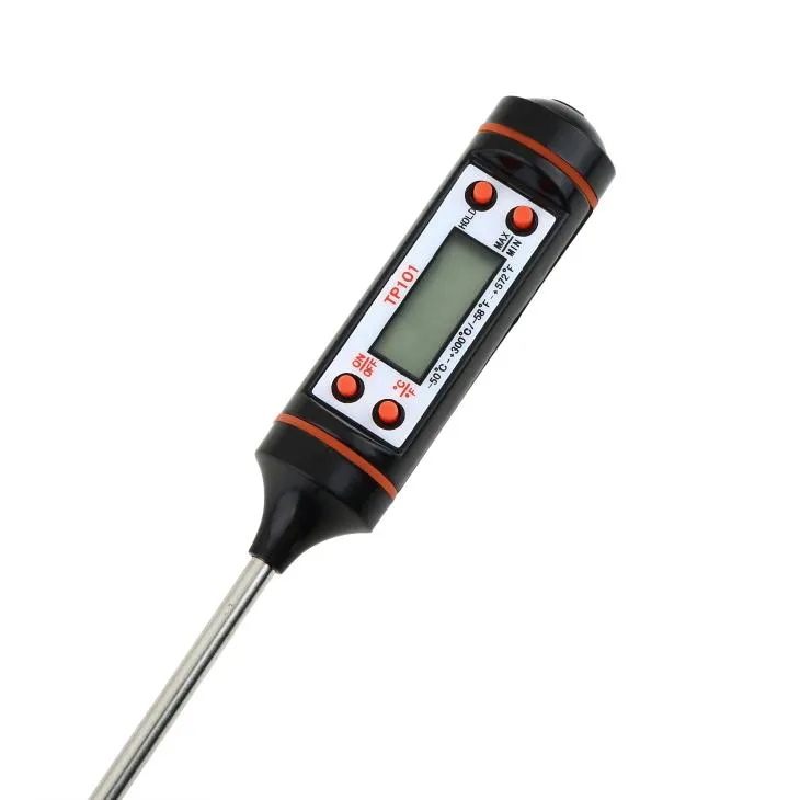 Temperatuurmeter Instrumenten TP101 Elektronische digitale voedselthermometer Roestvrijstalen bakmeters Groot klein scherm Zwart wit