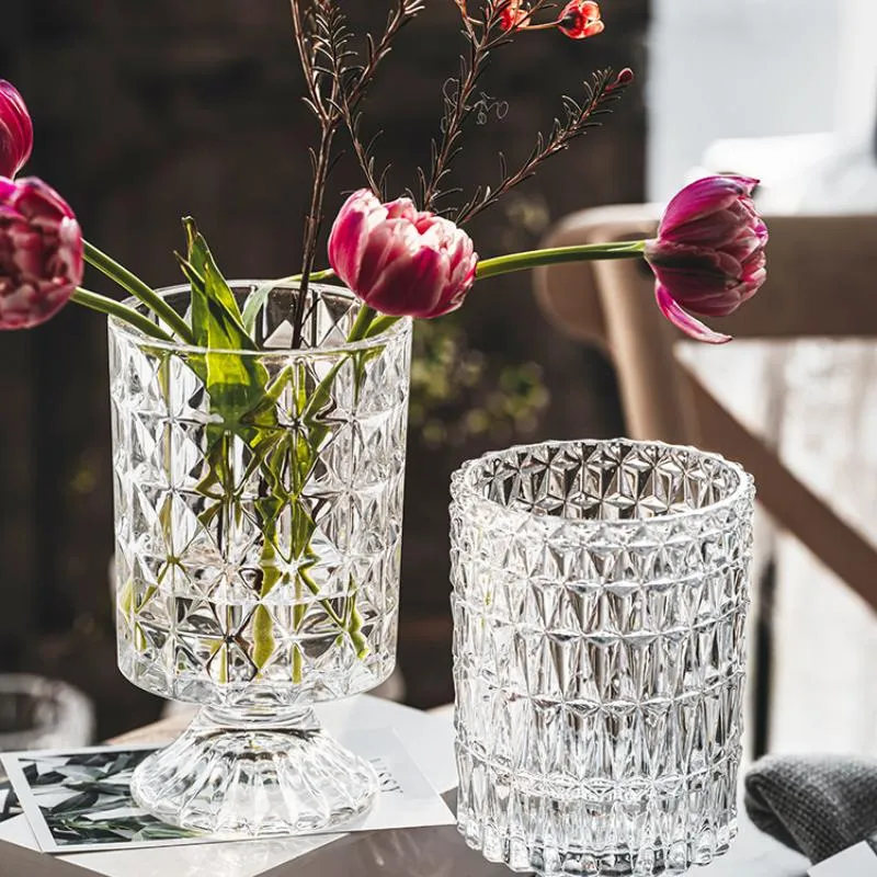 المزهريات الفرنسية الإبداعية كريستال الزجاج زهرية زخرفة مياه زهرة ترتيب زجاجة طاولة الطعام غرفة المعيشة ديكورات