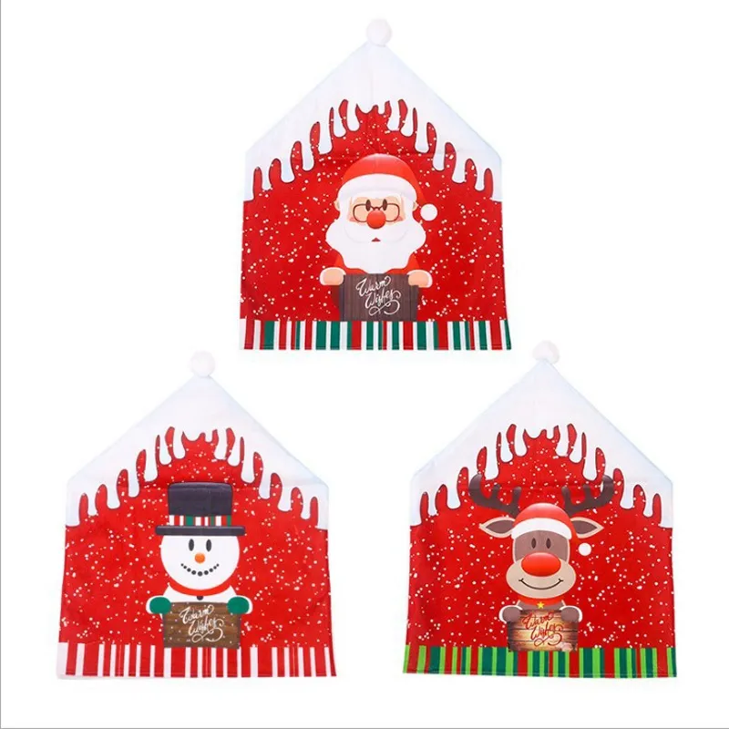 Yeni Noel Büyük Sandalye Kapak Yaratıcı Karikatür Kardan Adam Noel Baba Elk Baskılı Sandalye Kapak Güzel Noel Ev Dekorasyon VT1803