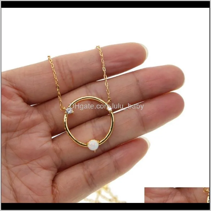 wholesale cz opal round necklaces stone unique gold color circle pendant &necklaces for women eternity bridesmaid gifts