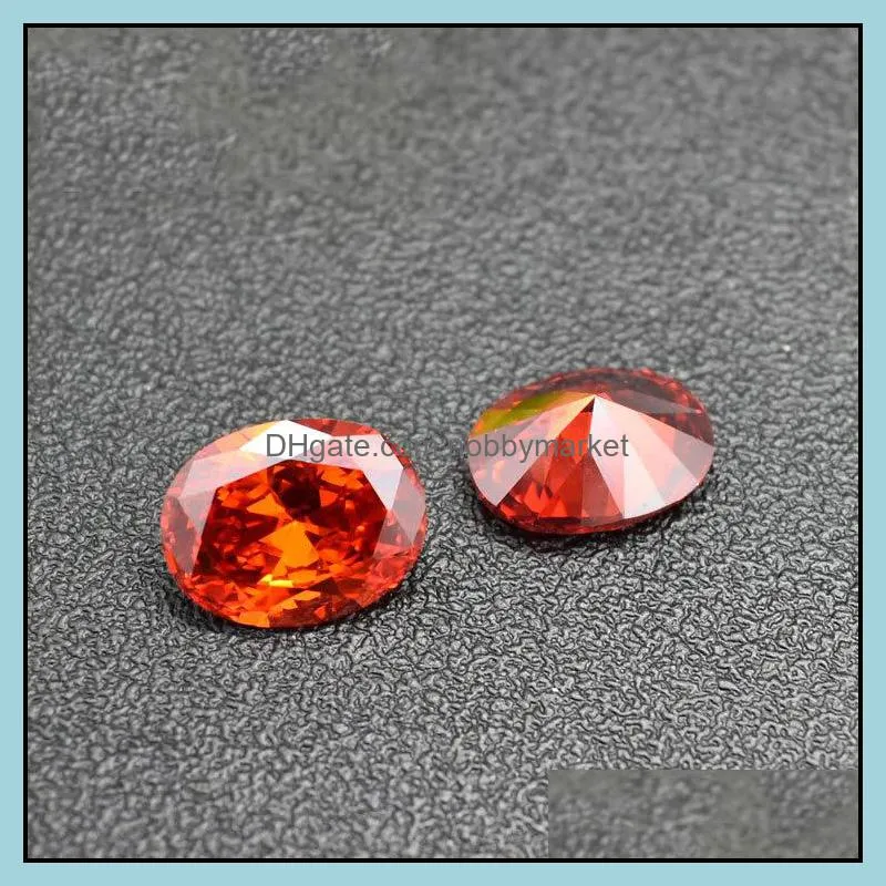 Orange Red Color Stone 8 Sizes 2*3mm-4*6mm Oval Machine Cut Cubic Zirconia Synthetic Loose Gemstone Beads For Jewelry Making